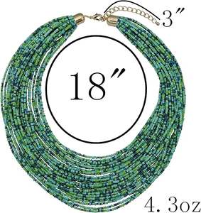High Quality Seed Beads <b>Necklace</b> for Women Statement Multi Layer Chunky <b>Bib</b> Collar Cluster Gift - Product Image 6