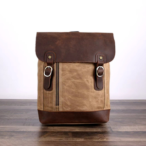 Sac à dos en cuir ciré grande école de voyage sac à dos pour ordinateur portable meilleur pour lui cadeau de fête des pères LCB-0011B - Product Image 1