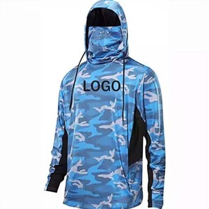 Venta al por mayor logotipo personalizado 100% algodón de manga larga pesca básica secado rápido protección UV rendimiento sudaderas con capucha UPF 50 + pesca con capucha - Product Image 4
