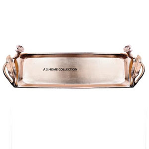 High On Demand Creative <b>Tray</b> Oval Shaped <b>Tray</b> <b>Mirror</b> Polished <b>With</b> Golden Finished Handles Metal Home Decor - Product Image 4