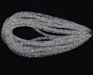 Perles rondes en pierre de lune arc-en-ciel facettées 4 mm, fil de pierres précieuses de 10 pouces pour collier et bracelet faits à la main - Product Image 1