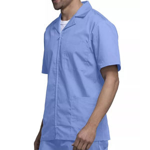 Conception populaire hommes Stretch gommage vestes vêtements de travail infirmière hôpital uniforme hommes coton demi manches gommages veste Zip avant - Product Image 3