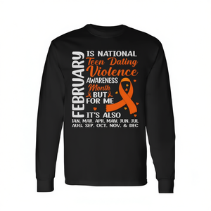 T-shirt à manches longues avec ruban orange pour adolescents, article promotionnel pour la Semaine de la sensibilisation à la violence en matière des relations amoureuses - Product Image 3