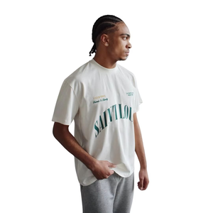 T-shirt surdimensionné blanc hommes Saint Louis imprimé audacieux coton t-shirt décontracté Streetwear mode rétro inspiré coupe ample vêtements pour hommes - Product Image 3