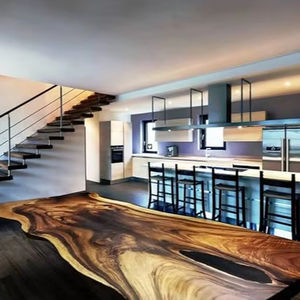 Table de salon moderne de luxe artisanale en résine RE020027, plateau en époxy aux tons chauds, plateau de table rectangulaire imperméable pour bureau - Product Image 1