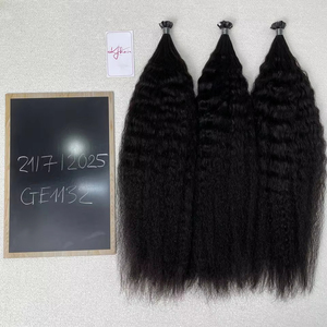Extensiones de Cabello Super Double Drawn Kinky Straight con Punta Plana, 100% Cabello Virgen Vietnamita, Punta de Queratina, Directo de Fábrica, Suave - Product Image 1