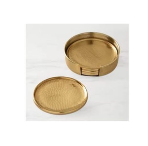 Posavasos de té de mármol blanco de forma redonda con soporte de metal Juego de 4 con tamaño y color personalizados - Product Image 5