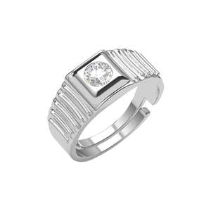 NOVAMART Fine Premium 925 Pure Sterling <b>Silver</b> <b>Rings</b> <b>Men</b> Rhodium Plated Geometric Pattern Diamond Zircon Inlay Wedding Engagemen - Product Image 1