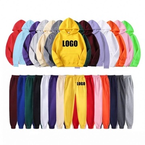 Logo personnalisé Polyester Hommes Survêtements Polaire Plain Sweatsuits Unisexe Pantalon De Survêtement Et Sweat À Capuche Ensemble - Product Image 3