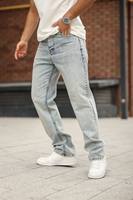 Jeans Vintage de Corte Recto y Ajustado para Hombre, Casuales, Elásticos, Ecológicos, de Cintura Media, Gruesos, con Suavizante Personalizado, Color Denim
