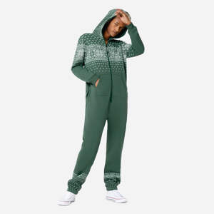 RINT-etail y kets mbroidered OGO 50% Polyester 50% ottotton IDE ocockets con PPER ipper losure nisex Reen lpine Jumpsuit - Product Image 2