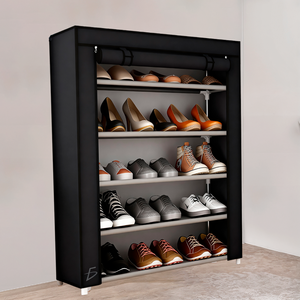 Organizzatore per Scarpe a 5 Ripiani, Scaffale in Tessuto Facile da Montare con Copertura Antipolvere e Chiusura Frontale per Arredamento Soggiorno - Product Image 6