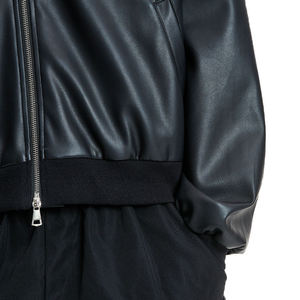 Dernière conception de mode étiquette personnalisée pull-over fermeture éclair sweats à capuche en cuir vestes broderie strass fabricant de sweat à capuche en cuir - Product Image 4