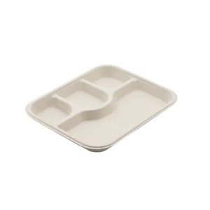 ถาดใส่อาหาร3ช่องทำจากเยื่อชานอ้อยถาดอาหารขึ้นรูปพร้อมฝาพลาสติกใสส่งตรงจากซัพพลายเออร์อินเดีย - Product Image 4