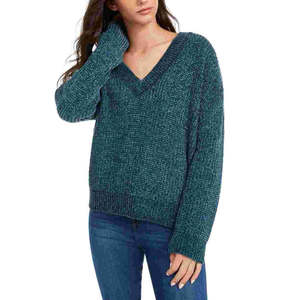 Cardigan in ciniglia con scollo a V Hippie Rose Junior, verde con logo frontale, traspirante, casual, per autunno/inverno, taglia L - Product Image 1