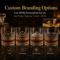 Verre à whisky personnalisé avec logo, faible MOQ, en cristal, style Old Fashioned, avec boîte cadeau, fournisseur en gros OEM ODM
