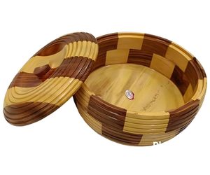 Ensemble de boîtes à roti en bois massif classique, fait à la main, écologique, ensemble de casseroles, récipient de rangement, vaisselle, boîtes chaudes - Product Image 3