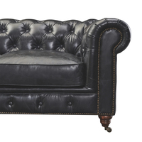 Canapé modulaire inclinable Chesterfield bleu océan, design moderne, deux places, en cuir véritable, avec dossier capitonné, structure solide