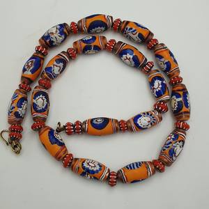 ลูกปัดแก้วสีส้มและสีฟ้าทำด้วยมือดีไซน์วินเทจที่ไม่ซ้ำใครสำหรับการทำเครื่องประดับลูกปัดคริสตัลแลมป์เวิร์คขายส่งจำนวนมาก - Product Image 2