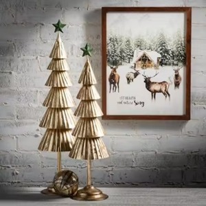 Décoration d'arbre de Noël moderne en métal brun, étoile de Noël, ornement de table écologique, décoration de la maison, articles de Noël personnalisés - Product Image 2