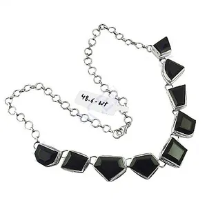 Collier Statement Géométrique en Argent 925 et Onyx pour Femme Art Palace, Bijoux de Mariage avec Expertise de Tiers - Product Image 1
