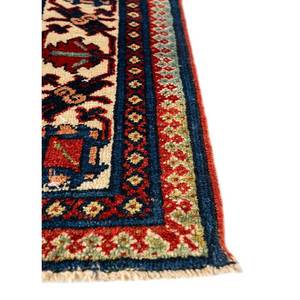 Tapis en laine noué à la main Aalam Blue, grand tapis rectangulaire abstrait à motif médaillon pour salon, couloir et autres pièces de la maison - Product Image 4
