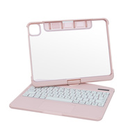 Keyboard Warna Pink Macaron dengan Casing Backlight dan Touchpad Putar untuk iPad Pro 12.9 inci
