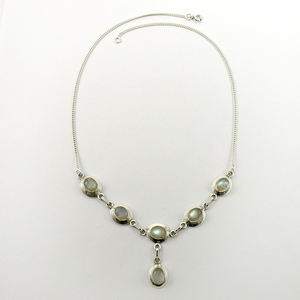 Dainty Birthday Gift for Woman 925 Sterling Silver Natural Rainbow Moonstone Chunky <b>Necklace</b> Handmade Jewelry Bulk Manufacturer - Product Image 1