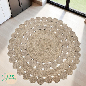 Family <b>Space</b> Vintage Floral Jute <b>Rug</b> Eco-Friendly Machine Made Durable & Stylish Wedding Home Flooring - Product Image 3