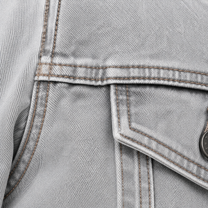 <b>Men's</b> Light Gray <b>Denim</b> <b>Jacket</b> Star Print Turn-down Collar Casual Washed Cotton Regular Sleeve Single Breasted - Product Image 6