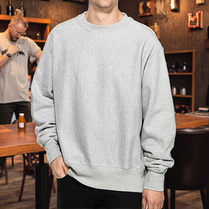 Venta caliente Reverse Weave Grey Crew Neck 100% Cotton Sudadera con capucha de invierno para hombres - Product Image 4