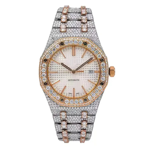 Reloj de Diamantes Moissanite Premium para Hombre con Detalles en Oro de Dos Tonos, Esfera Clásica de Lujo y Pavé, Reloj de Diamantes Premium para Hombre - Product Image 2