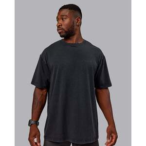 Camiseta Extra Grande de Algodón Lavado para Hombre, Transpirable, Antiarrugas, con Logotipo Básico - Product Image 5