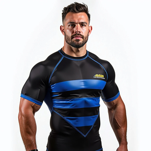 Sublimated <b>Rash</b> <b>Guard</b> with Full Sleeves Compression Fit for MMA and Featuring UV Protection kimono de jiu jitsu style - Product Image 1