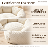 Coussin rond pour chien Yangyangpet en peluche texturée crème avec côtés rembourrés