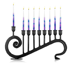 Soporte de Metal para Vela Menorah con Revestimiento de Polvo Negro Acabado Base Redonda Diseño Único Calidad Premium para Decoración del Hogar - Product Image 1