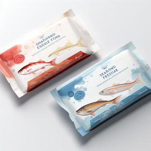 Low MOQ Digital Printed 3 Side Seal <b>Pouch</b> for Seafood Packaging | Smell Proof, Frozen Grade, Heat Seal <b>Pouch</b> | MOQ 2000pcs - Product Image 1