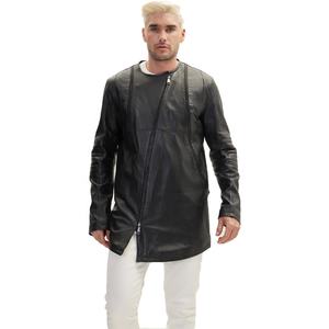 Abrigo de invierno sin cuello de cuero genuino de piel de oveja de calidad superior para hombre, transpirable y elegante diseño de calle principal - Product Image 1