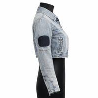 Veste en jean courte pour femme, nouvelle collection printemps-été-automne 2025, fermeture éclair, patchwork