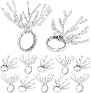 Anneaux de serviette super luxueux, décor de table exclusif pour fête de mariage, perles de verre uniques en forme vintage, perles de bois en alliage de fer, papillon - Product Image 2