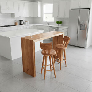 Solid Suar Wood <b>Bar</b> Table Set with Round <b>Chairs</b> Handcrafted Eco-Friendly Modern Design for Home <b>Bar</b> & Kitchen Island Use - Product Image 6