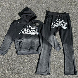 Chándal personalizado parches bordados Logo 2 piezas Tech Fleece Jogger conjuntos de gran tamaño chándal pantalones de chándal y Sudadera con capucha conjunto - Product Image 3