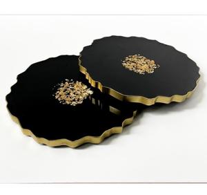 Ensemble de sous-verres ronds en cristal fabriqués à la main motif géométrique unique organisateur de vaisselle de bureau à domicile élégant et fonctionnel de l'Inde - Product Image 4