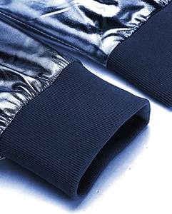 เสื้อแจ็กเก็ตบอมเบอร์แบบมีซิปสีเมทัลลิกผ้าซาตินสำหรับผู้ชายเสื้อโค้ทสำหรับใส่ไปปาร์ตี้ดิสโก้มหาวิทยาลัย - Product Image 5