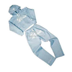 Ensemble survêtement unisexe personnalisé hiver pantalon de survêtement à capuche solide délavé avec broderie en détresse strass options de taille pour hommes - Product Image 1