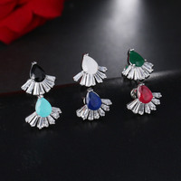 Quantité minimale de commande 2 pièces en gros femmes bijoux géométrie émeraude ventilateur classique Vintage mode bijoux boucles d'oreilles