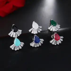 MOQ 2pcs wholesale women jewelry colorful wedding geometry small stud earrings