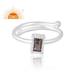 Meilleure vente 925 Sterling Silver Natural Smoky Gemstone Ring bijoux personnalisés pour les femmes cadeau pour elle - Product Image 3