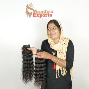Extensiones de cabello rizado natural Onda profunda suelta con estilo recto sedoso Tejido de trama doble Cabello humano Su color natural - Product Image 4