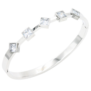 Braccialetti alla moda in acciaio inossidabile placcato oro con stile braccialetto CZ di colore chiaro - Product Image 1